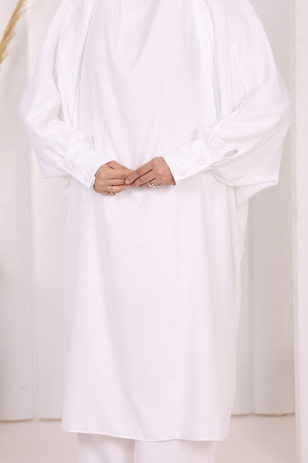 Sufleli Tunik Pantolon Takım 8004 Ekru - 6