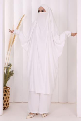 Sufleli Tunik Pantolon Takım 8004 Ekru - 7