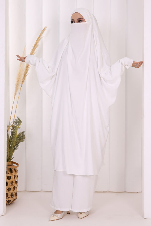 Sufleli Tunik Pantolon Takım 8004 Ekru - 7