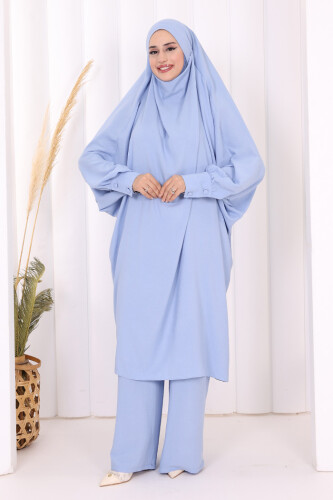 Sufleli Tunik Pantolon Takım 8004 Mavi - 2