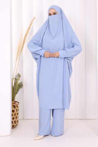 Sufleli Tunik Pantolon Takım 8004 Mavi - Bym Fashion