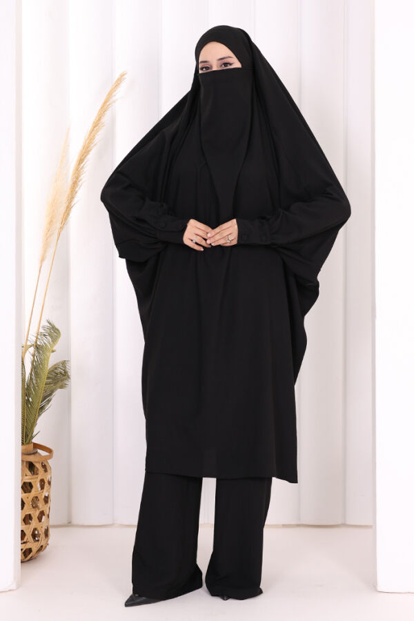 Sufleli Tunik Pantolon Takım 8004 Siyah - 1