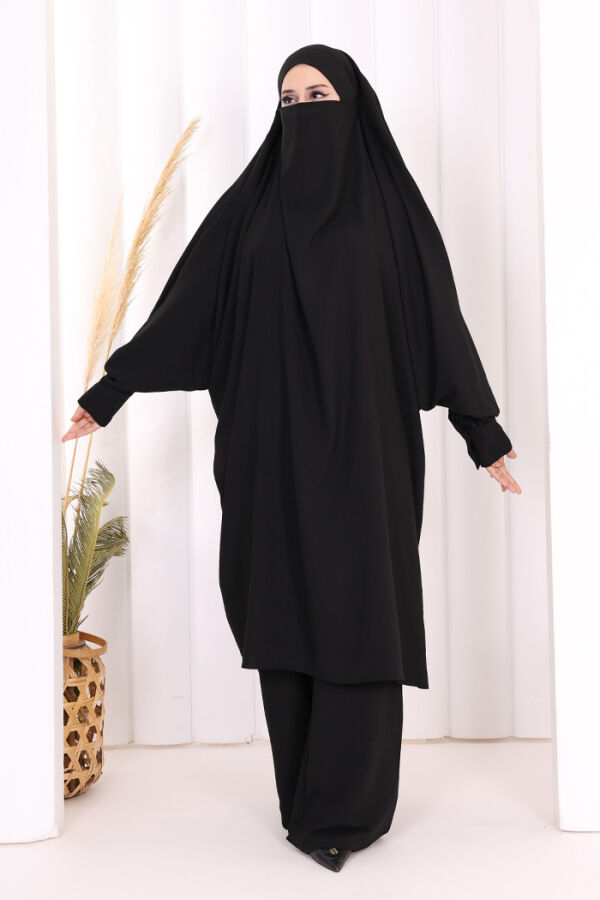 Sufleli Tunik Pantolon Takım 8004 Siyah - 2