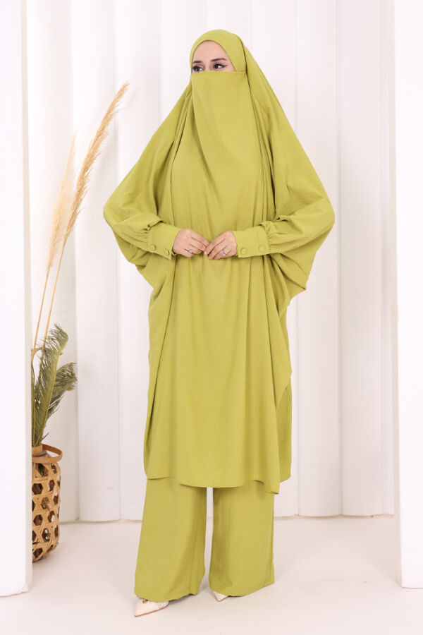 Sufleli Tunik Pantolon Takım 8004 Yağ Yeşili - 1