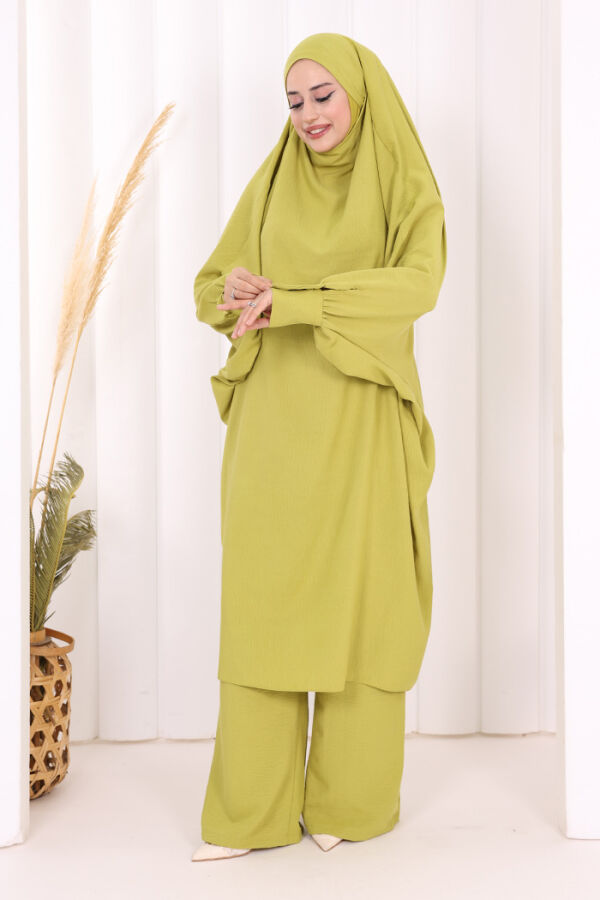 Sufleli Tunik Pantolon Takım 8004 Yağ Yeşili - 4
