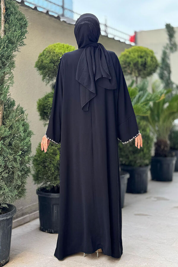 Taş Detaylı Abaya 70007 Siyah - 2
