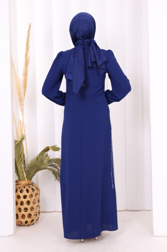 Taş Detaylı Elbise 3935 Saks - 4