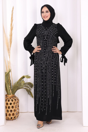 Taş Detaylı Elbise 3935 Siyah 