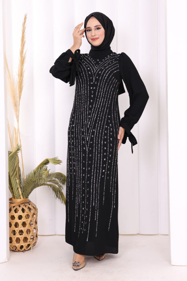 Taş Detaylı Elbise 3935 Siyah - 2