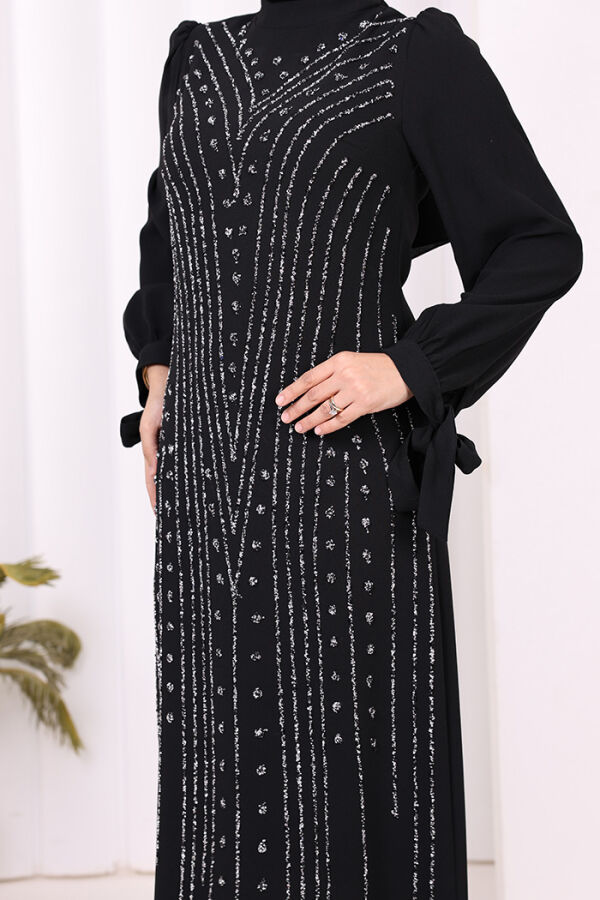 Taş Detaylı Elbise 3935 Siyah - 6