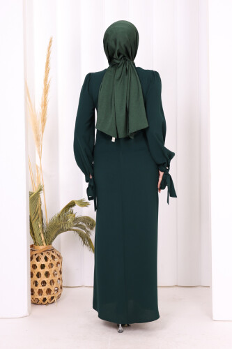 Taş Detaylı Elbise 3935 Zümrüt - 3