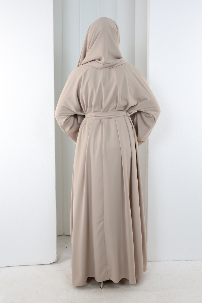 Taş Detaylı Şallı Abaya 7096 Taş - 4