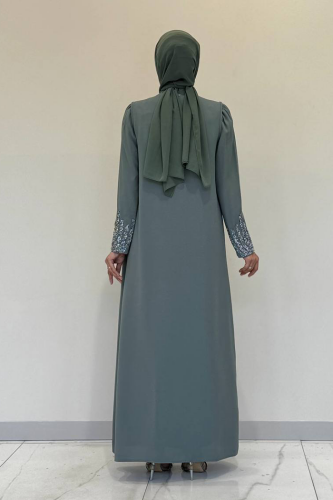 Taş İşleme Detaylı Yelekli Elbise Takım 3838 Mint - 2