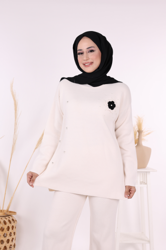 Taş ve Çiçek Detaylı Triko Takım 1655 Taş - 4