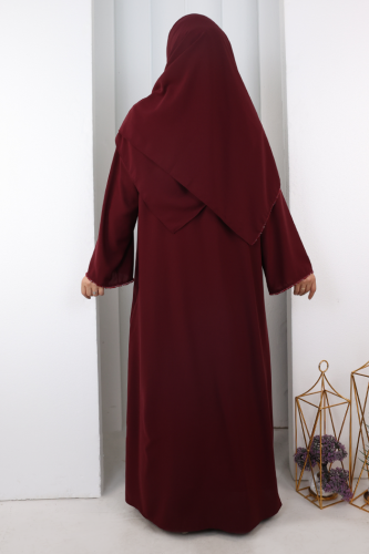 Taşlı Ferace 7091 Bordo - 3