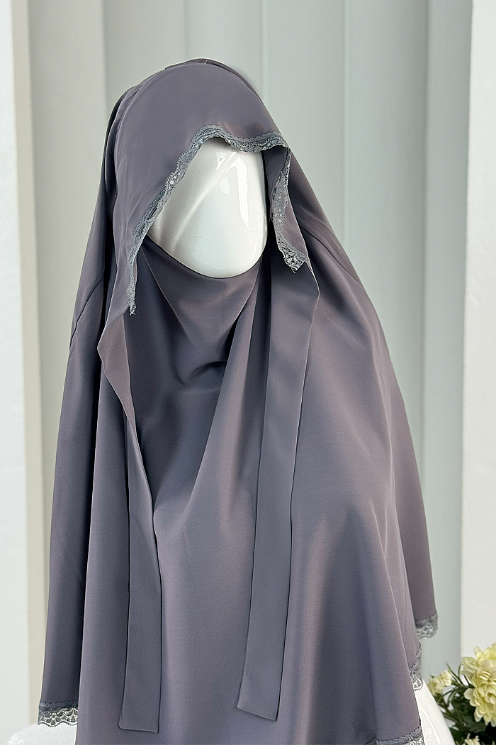 Tek Katlı Dantelli Sufle 6061-3 Antrasit - 1
