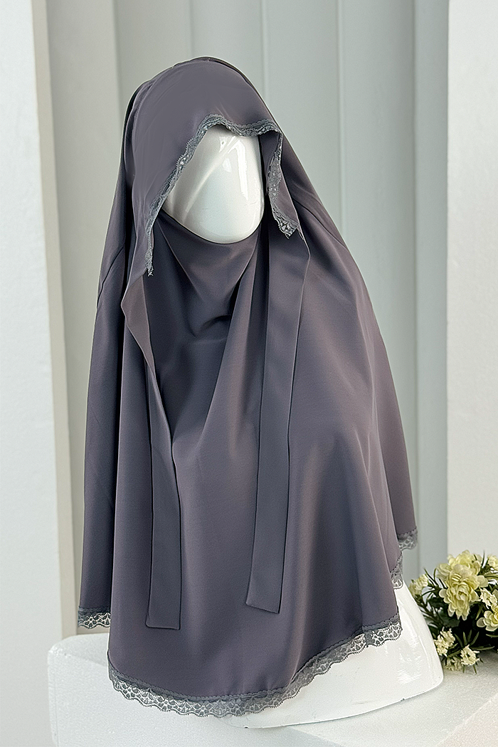 Tek Katlı Dantelli Sufle 6061-3 Antrasit - 2