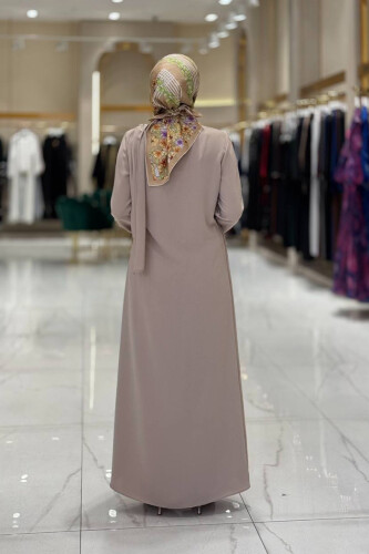 Tek Omuz Gold Toka Detaylı Tunik Pantolon Takım 8698 Açık Vizon - 3