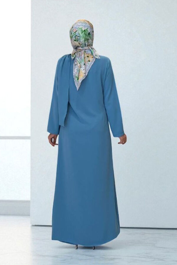 Tek Omuz Gold Toka Detaylı Tunik Pantolon Takım 8698 Bebe Mavisi - 2