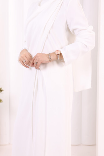 Tek Omuz Gold Toka Detaylı Tunik Pantolon Takım 8698 Ekru - 6