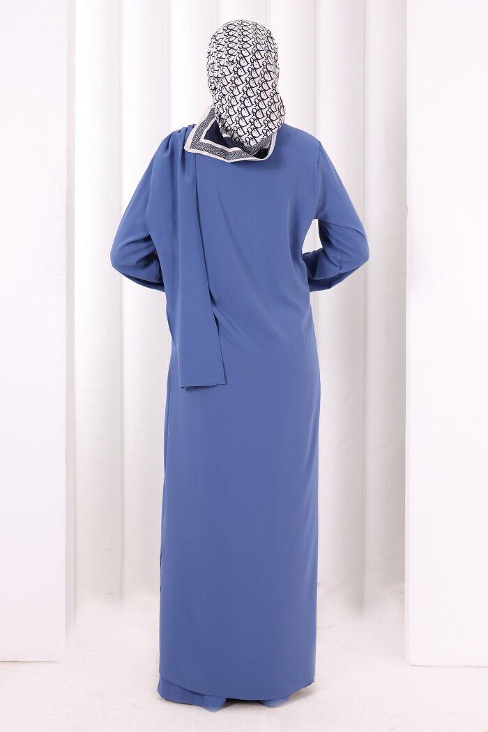 Tek Omuz Gold Toka Detaylı Tunik Pantolon Takım 8698 İndigo - 4