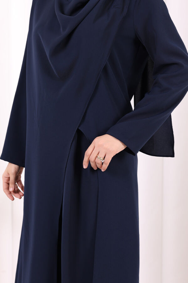 Tek Omuz Gold Toka Detaylı Tunik Pantolon Takım 8698 Lacivert - 6