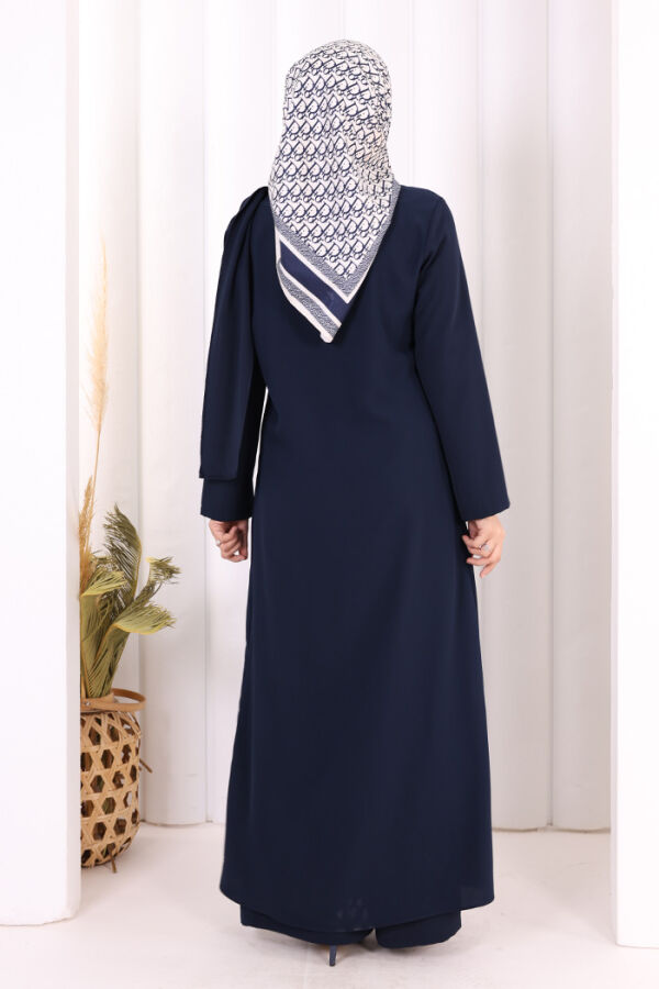 Tek Omuz Gold Toka Detaylı Tunik Pantolon Takım 8698 Lacivert - 4