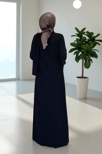 Tek Omuz Gold Toka Detaylı Tunik Pantolon Takım 8698 Siyah - 2