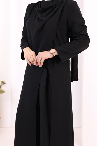 Tek Omuz Gold Toka Detaylı Tunik Pantolon Takım 8698 Siyah - 6