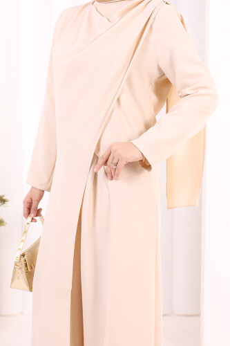 Tek Omuz Gold Toka Detaylı Tunik Pantolon Takım 8698 Taş - 6