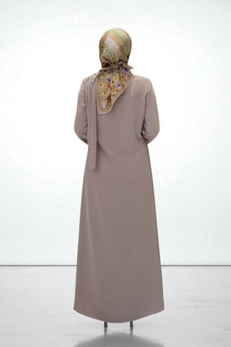 Tek Omuz Gold Toka Detaylı Tunik Pantolon Takım 8698 Vizon - 2