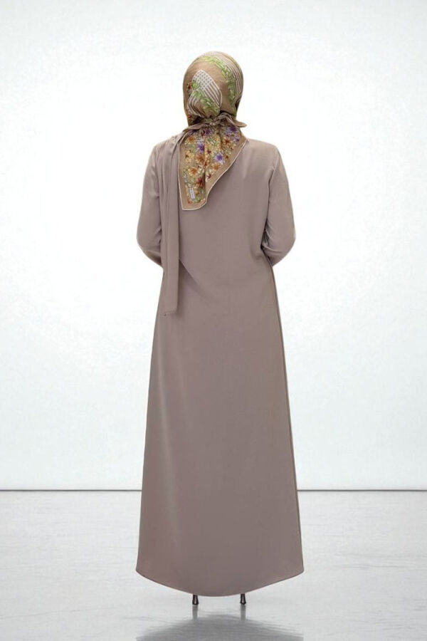 Tek Omuz Gold Toka Detaylı Tunik Pantolon Takım 8698 Vizon - 2