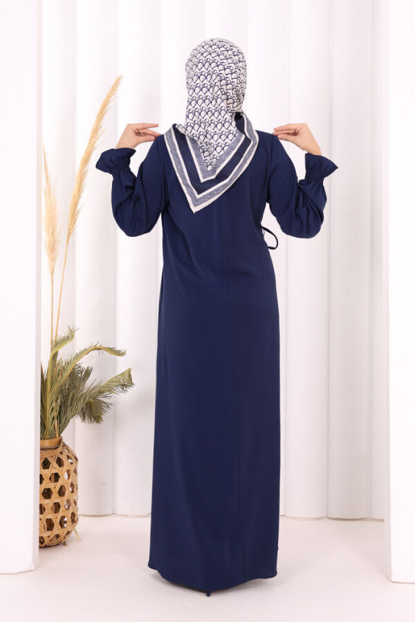 Tek Tarafı Yandan Büzmeli Elbise 6017 Lacivert - 3