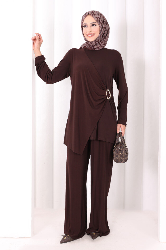 Toka Detaylı İkili Takım 8034 Kahverengi - 1