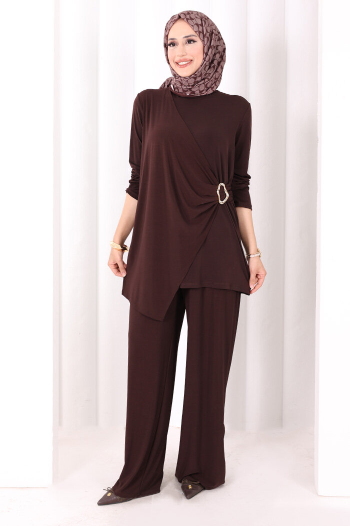 Toka Detaylı İkili Takım 8034 Kahverengi - 2