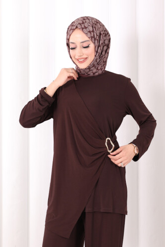 Toka Detaylı İkili Takım 8034 Kahverengi - 5