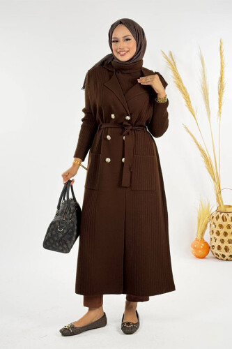 Triko Yelek 18301 Kahverengi - Bym Fashion