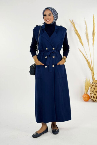 Triko Yelek 18301 Lacivert - Bym Fashion