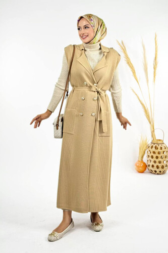 Triko Yelek 18301 Vizon - Bym Fashion