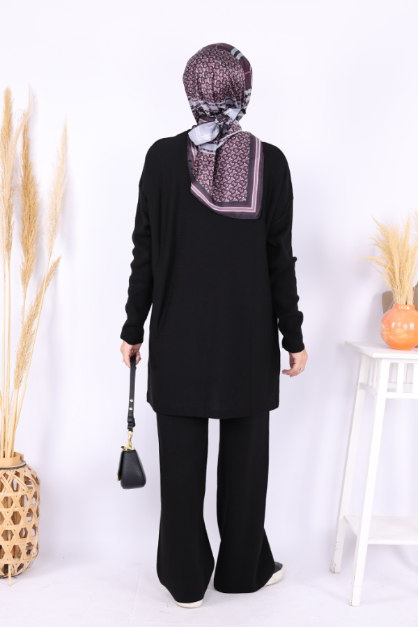 Triko Tunik Pantolon Takım 17035 Siyah - 3