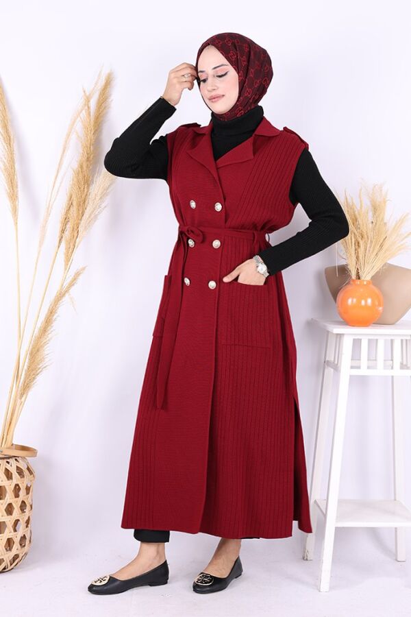 Triko Yelek 18336 Bordo - 1