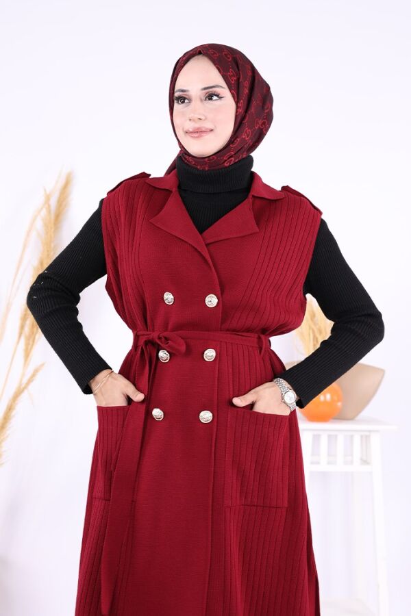 Triko Yelek 18336 Bordo - 4
