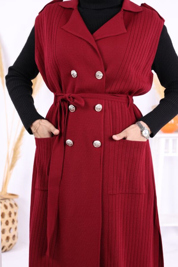 Triko Yelek 18336 Bordo - 5