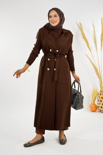 Triko Yelek 18336 Kahverengi - Bym Fashion