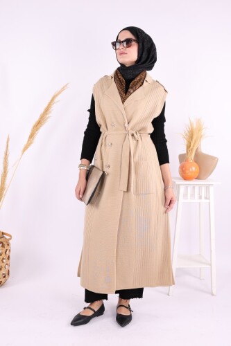 Triko Yelek 18336 Vizon - Bym Fashion