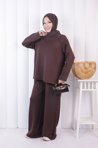 Tunik Pantolon Takım 1213 Kahverengi - 4