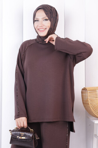 Tunik Pantolon Takım 1213 Kahverengi - 5
