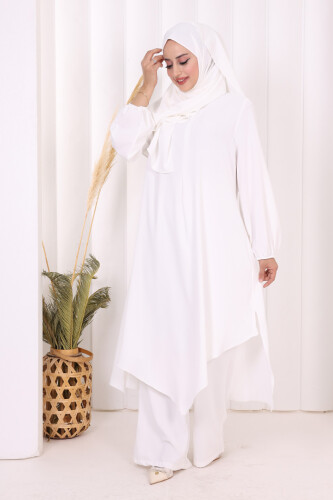 Tunik Pantolon Takım 8003 Ekru - 2