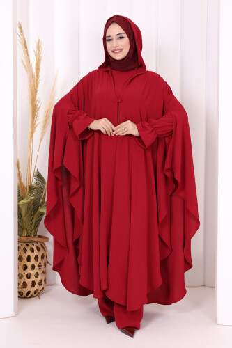 Tunik, Pantolon ve Abaya Üçlü Takım 8663 Bordo - 2