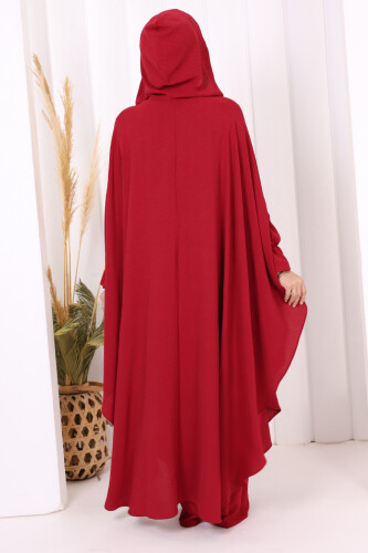 Tunik, Pantolon ve Abaya Üçlü Takım 8663 Bordo - 4
